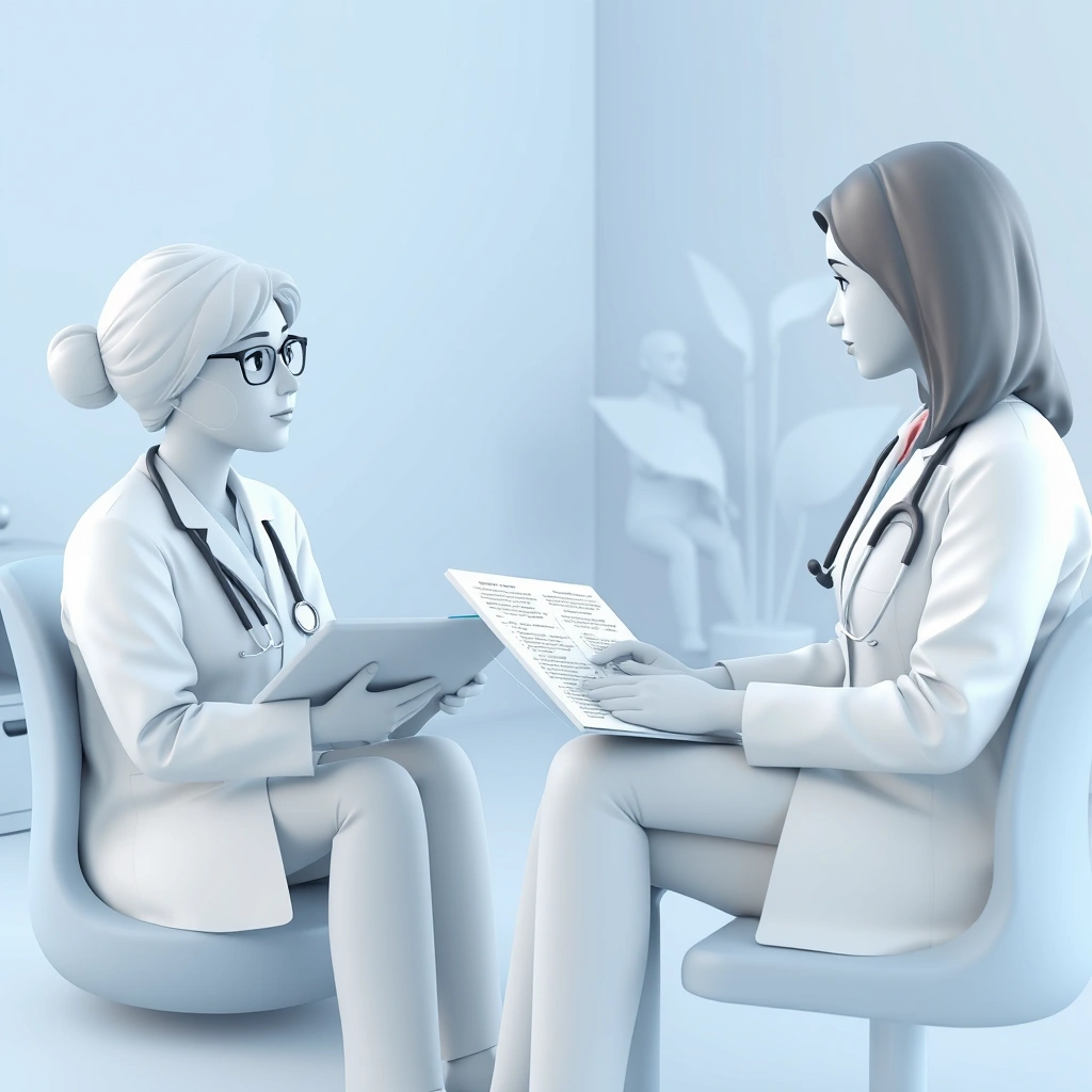 Doctor discussing health history and risk assessment with female patient