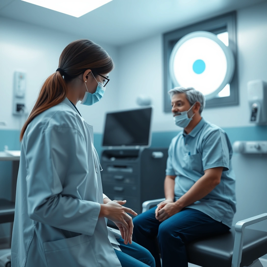Doctor giving attentive care to a patient during a medical appointment.